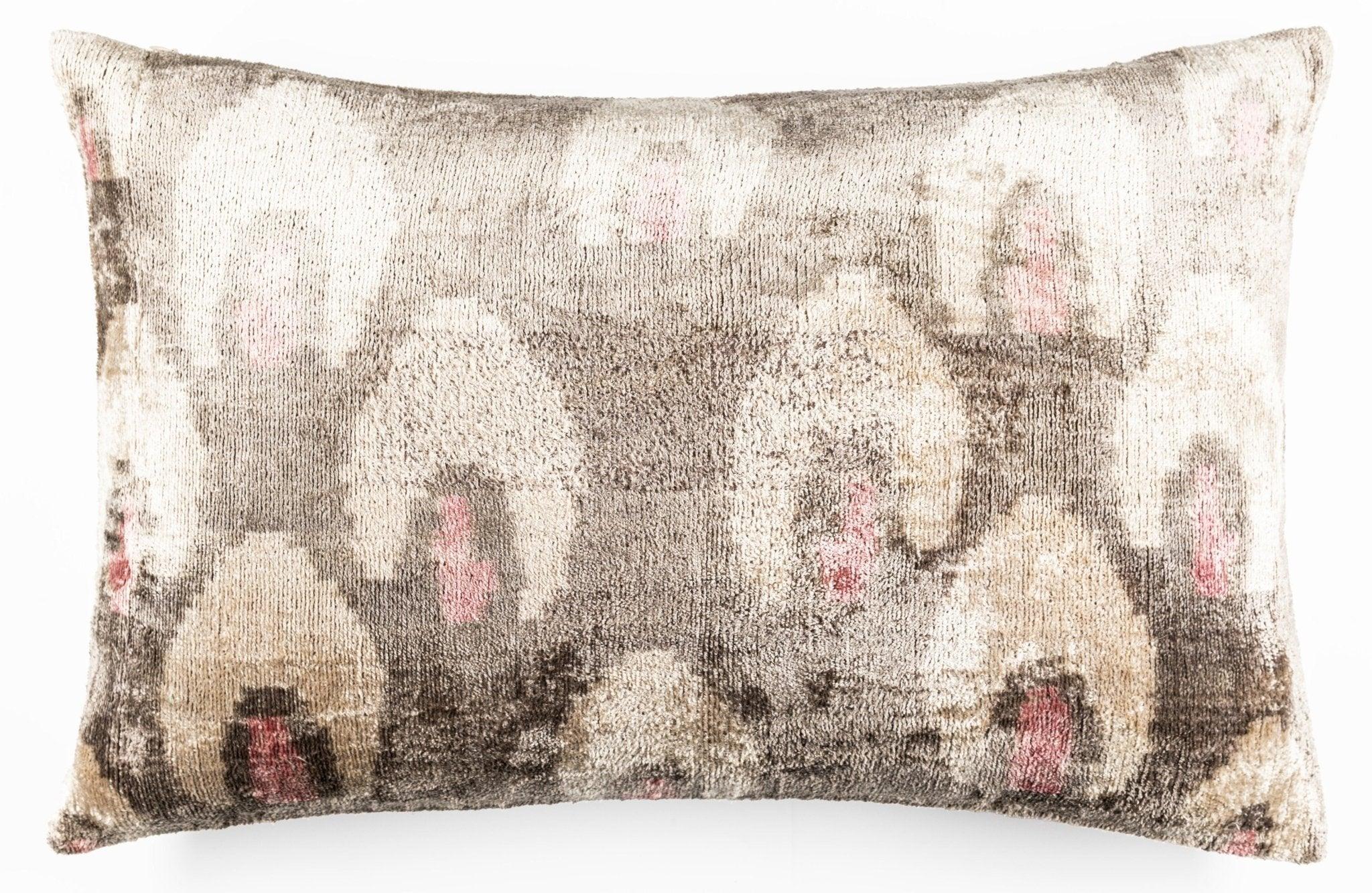 Canvello Organic Handmade Silk Velvet Pillow: 16x24 Inches with Premium Down Feather Insert - Luxury Gray Ivory Pink Canvello