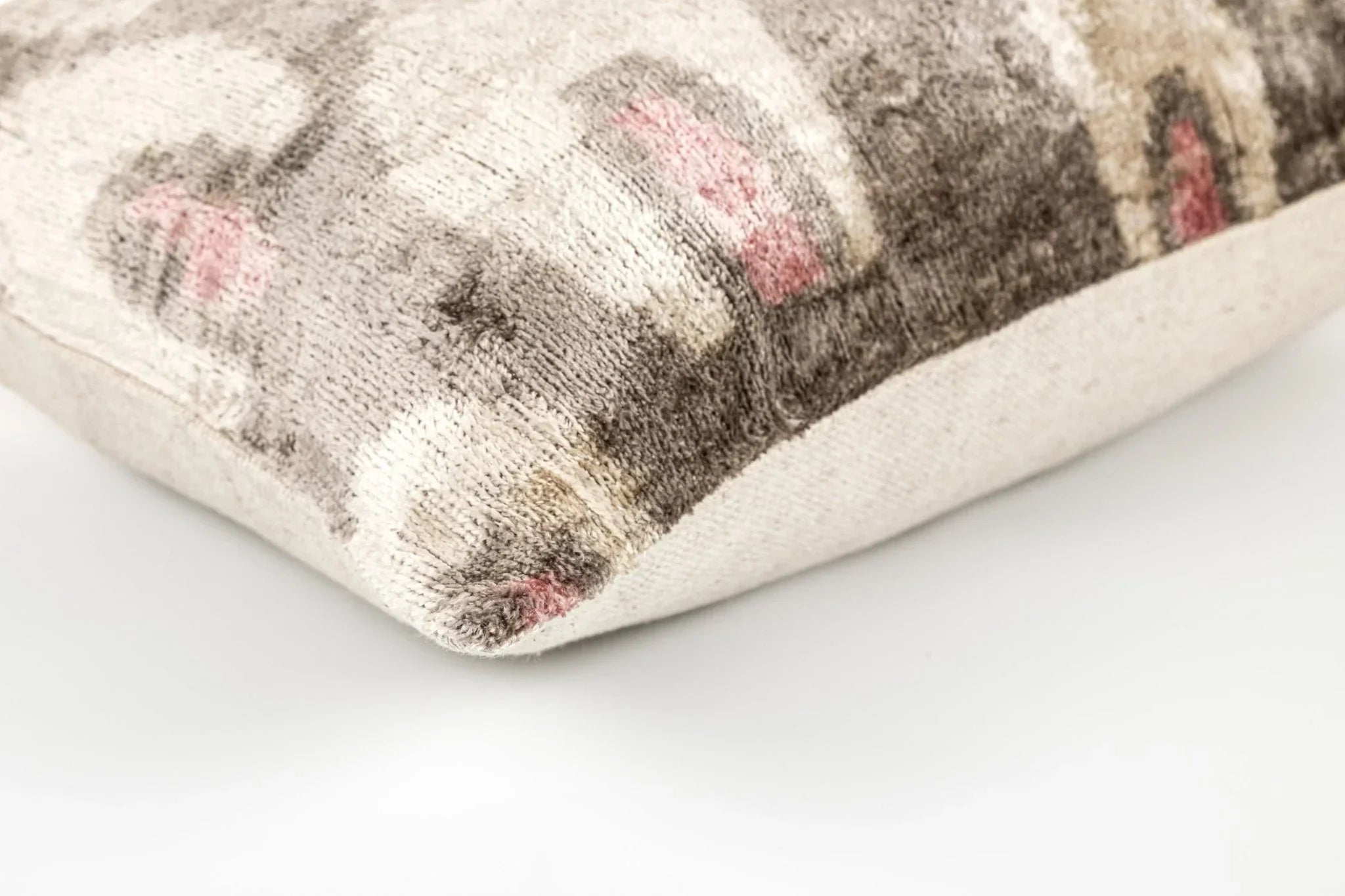 Canvello Organic Handmade Silk Velvet Pillow: 16x24 Inches with Premium Down Feather Insert - Luxury Gray Ivory Pink Canvello