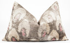 Canvello Organic Handmade Silk Velvet Pillow: 16x24 Inches with Premium Down Feather Insert - Luxury Gray Ivory Pink Canvello