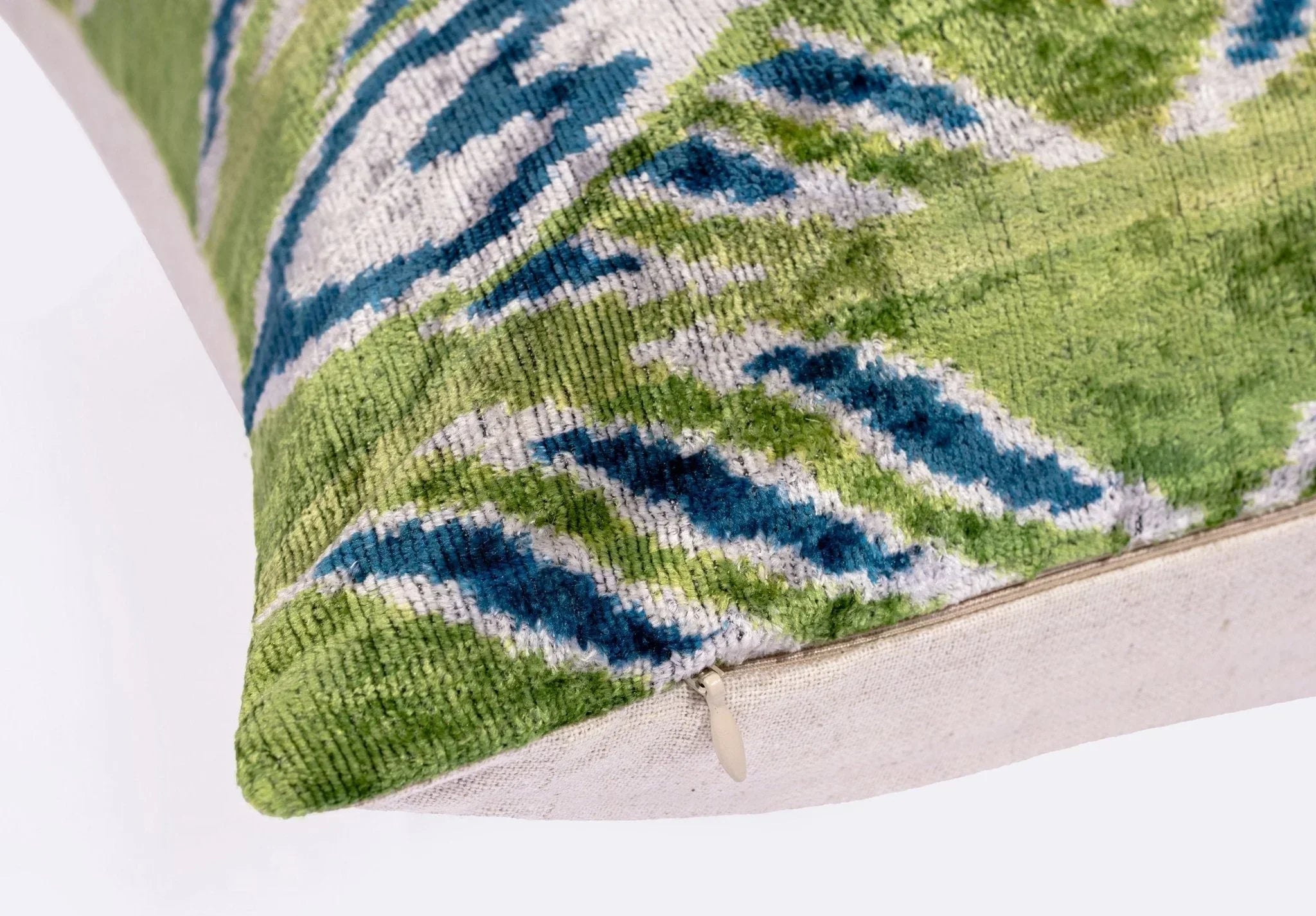 Canvello Organic Handmade Silk Velvet Pillow: 16x24 Inches with Premium Down Feather Insert - Luxury Green Blue Canvello