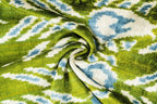 Canvello Organic Handmade Silk Velvet Pillow: 16x24 Inches with Premium Down Feather Insert - Luxury Green Geometric Floral Pattern Canvello