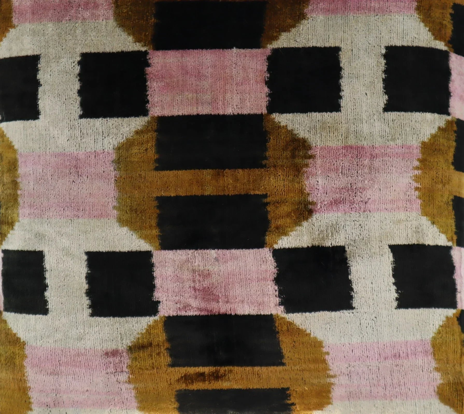 Canvello Pink Brown Handmade 16x16 Silk Velvet Pillow, Organic Veg Dyed, Down/Feather Filled Canvello