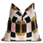 Canvello Pink Brown Handmade 16x16 Silk Velvet Pillow, Organic Veg Dyed, Down/Feather Filled Canvello