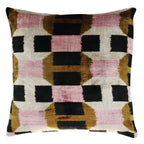 Canvello Pink Brown Handmade 16x16 Silk Velvet Pillow, Organic Veg Dyed, Down/Feather Filled Canvello