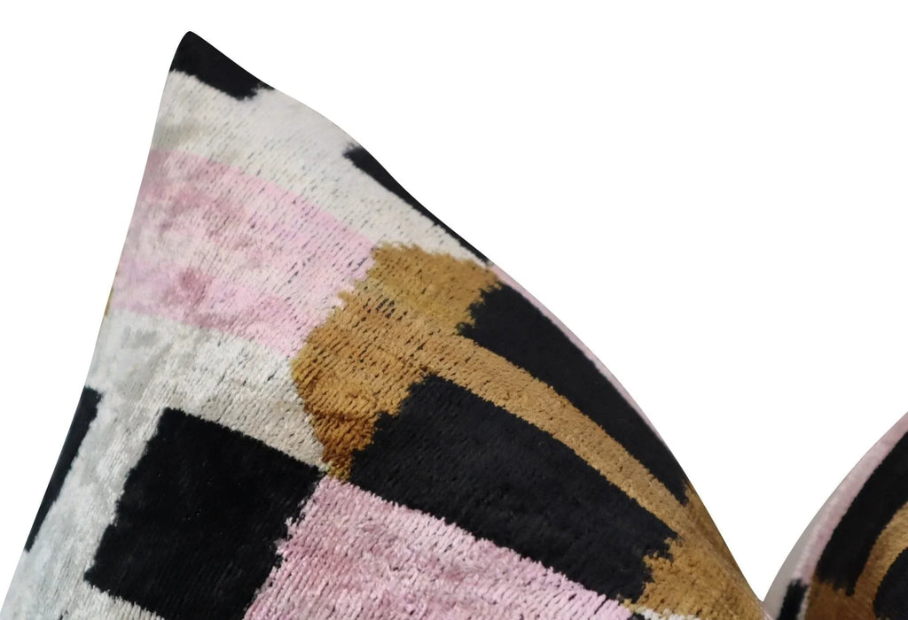 Canvello Pink Brown Handmade Silk Velvet Pillow, Organic Veg Dyed, Down/Feather Filled, 16"x12", 16"x24" Canvello