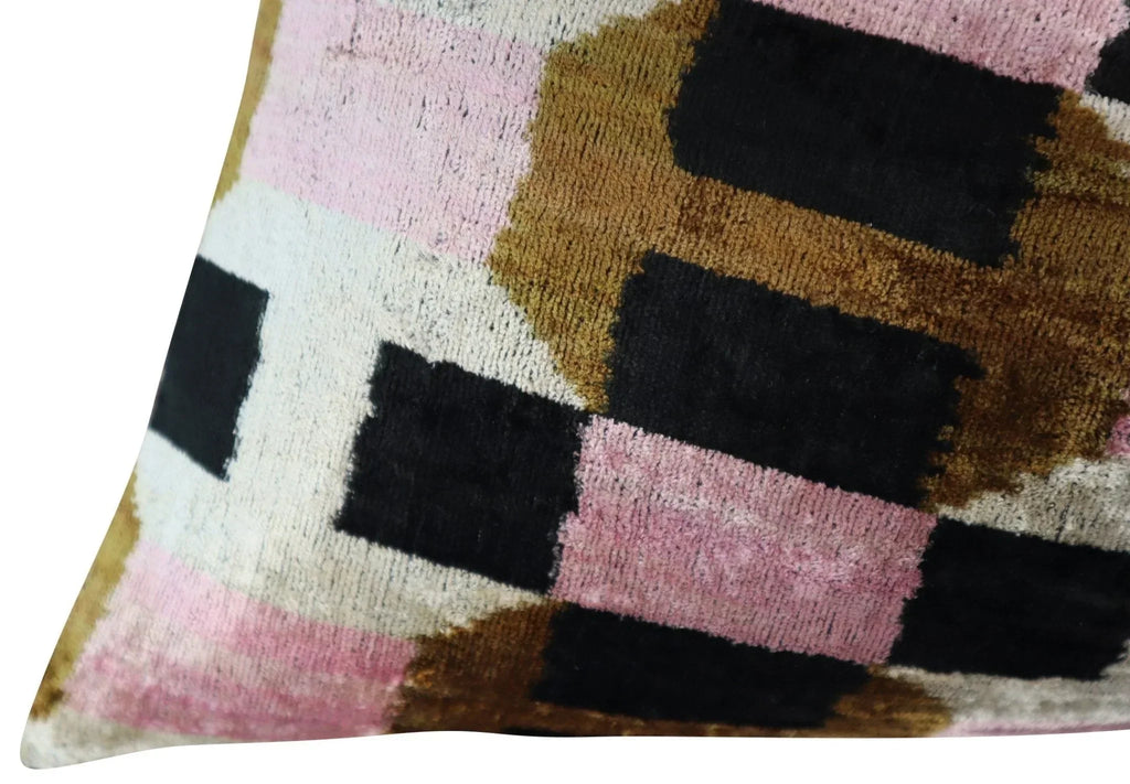 Canvello Pink Brown Handmade Silk Velvet Pillow, Organic Veg Dyed, Down/Feather Filled, 16"x12", 16"x24" Canvello