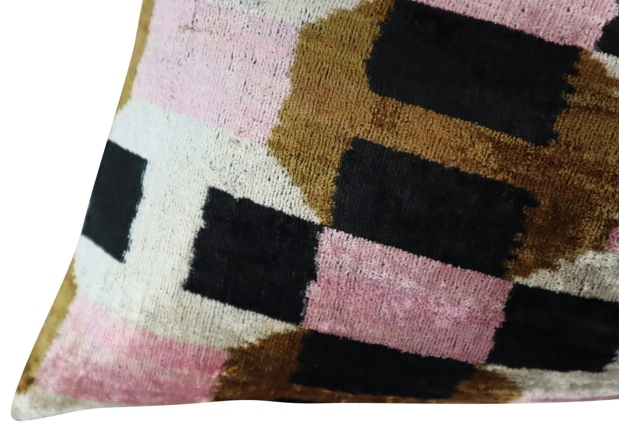 Canvello Pink Brown Handmade Silk Velvet Pillow, Organic Veg Dyed, Down/Feather Filled, 16"x12", 16"x24" Canvello