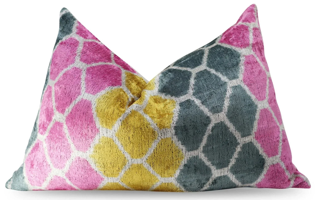 Canvello Pink Gold Gray Hexagon Pillows For Couch - 16x24 in Canvello