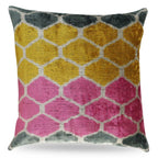 Canvello Pink Gold Gray Pillows with Luxury Decorative Cover - 16x16 in, front view - House Of Avana