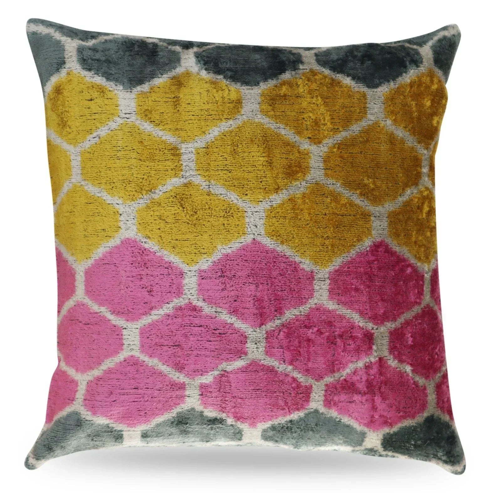 Canvello Pink Gold Gray Pillows with Luxury Decorative Cover - 16x16 in, front view - House Of Avana