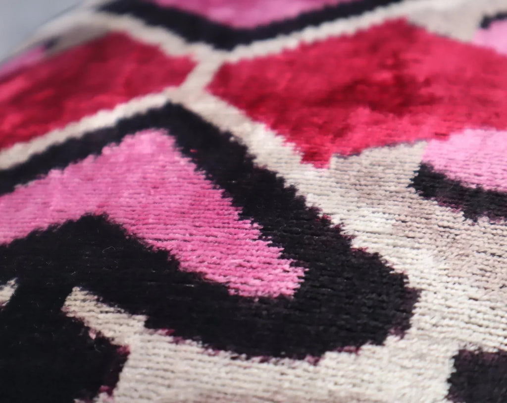 Canvello Pink Gray Handmade 16x24 Silk Velvet Pillow, Organic Veg Dyed, Down/Feather Filled Canvello