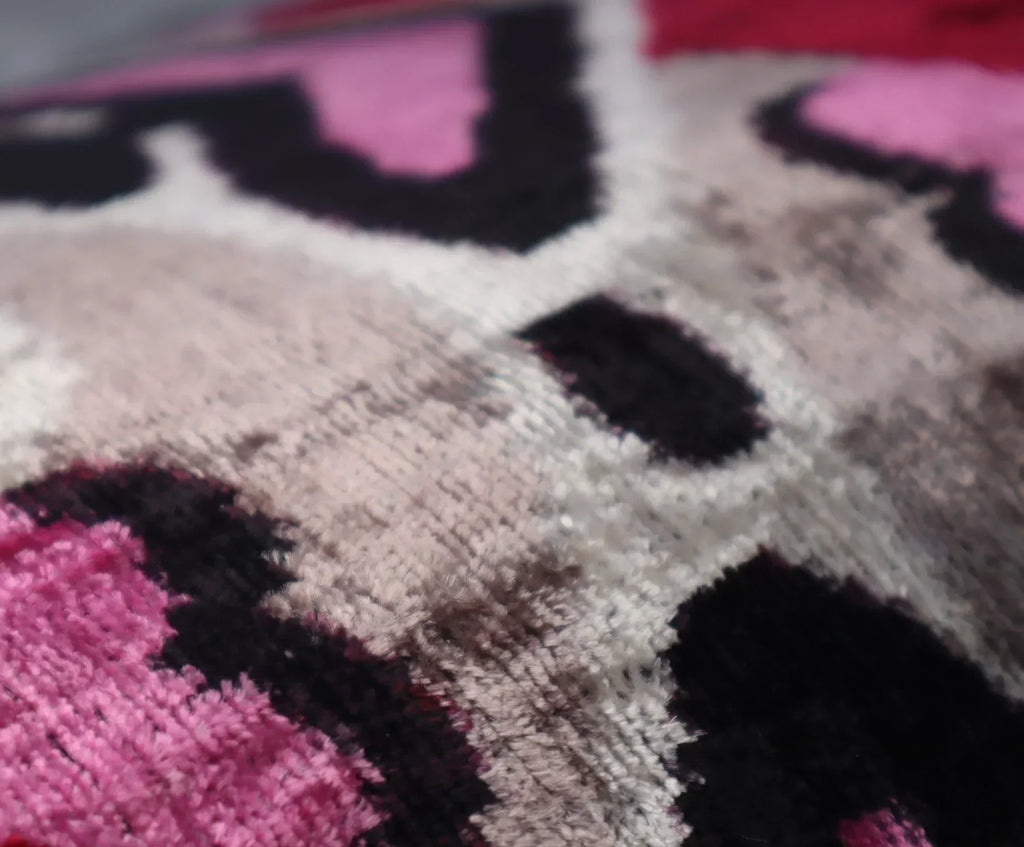Canvello Pink Gray Handmade 16x24 Silk Velvet Pillow, Organic Veg Dyed, Down/Feather Filled Canvello