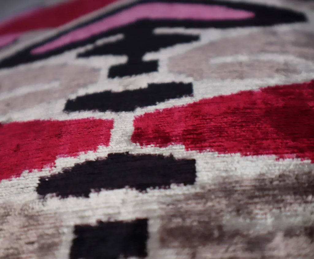 Canvello Pink Gray Handmade 16x24 Silk Velvet Pillow, Organic Veg Dyed, Down/Feather Filled Canvello