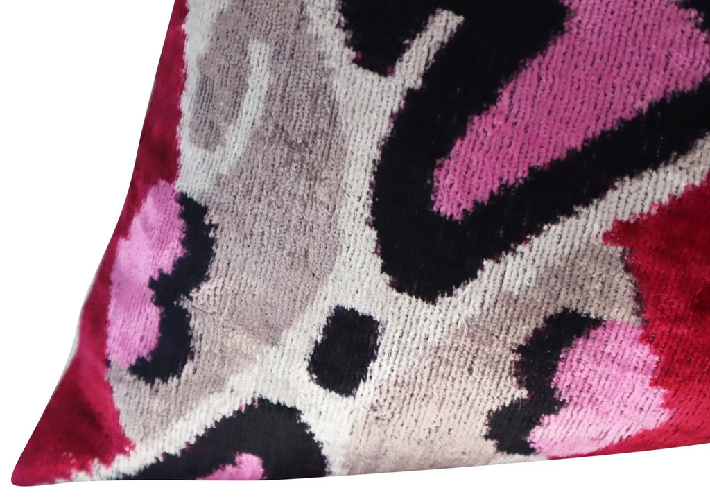 Canvello Pink Gray Handmade 16x24 Silk Velvet Pillow, Organic Veg Dyed, Down/Feather Filled Canvello