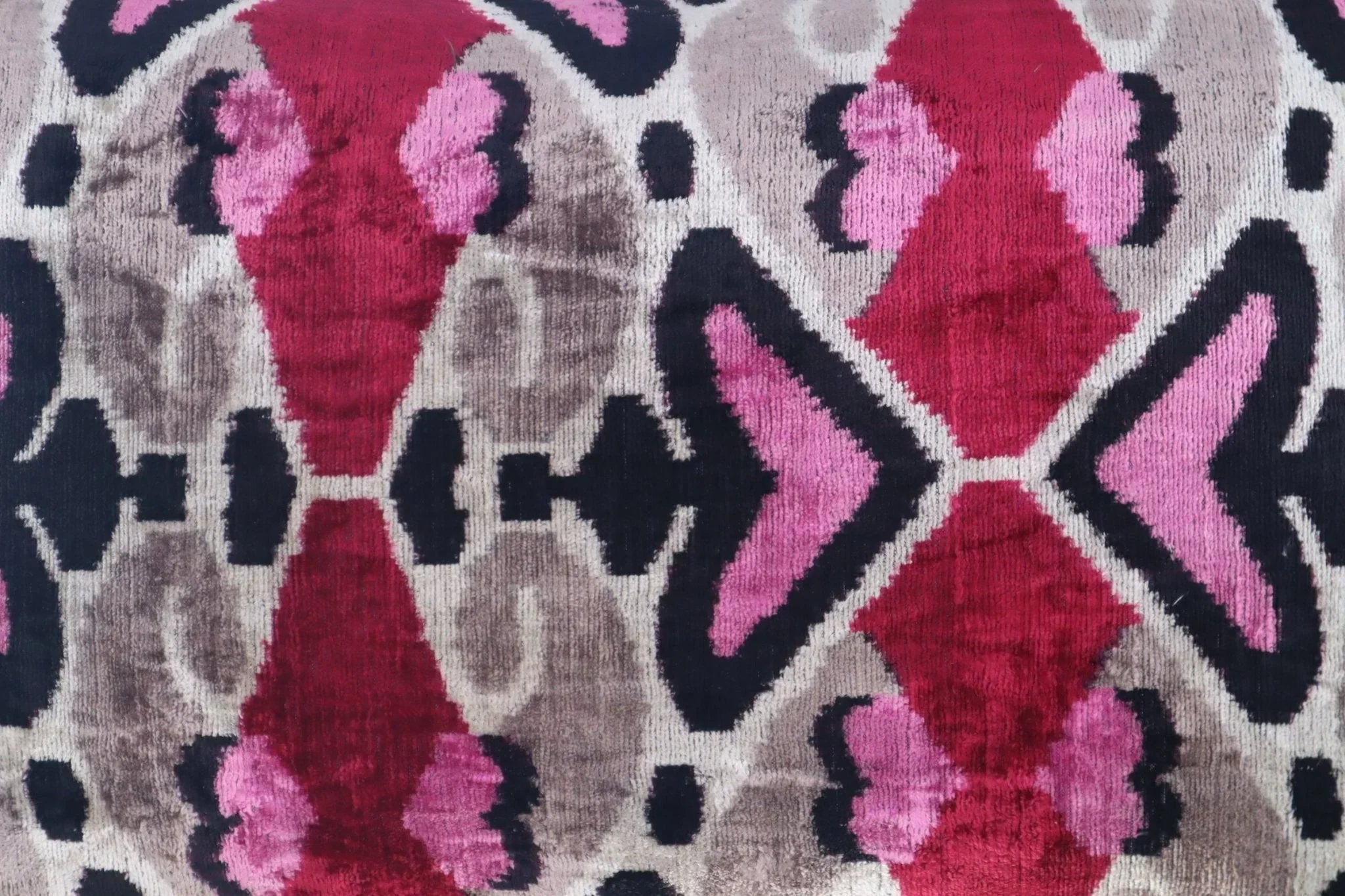 Canvello Pink Gray Handmade 16x24 Silk Velvet Pillow, Organic Veg Dyed, Down/Feather Filled Canvello