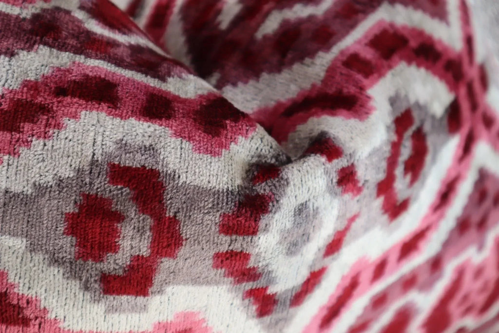 Canvello Pink Gray Handmade 16x24 Silk Velvet Pillow, Organic Veg Dyed, Down/feather Filled, side view - House Of Avana