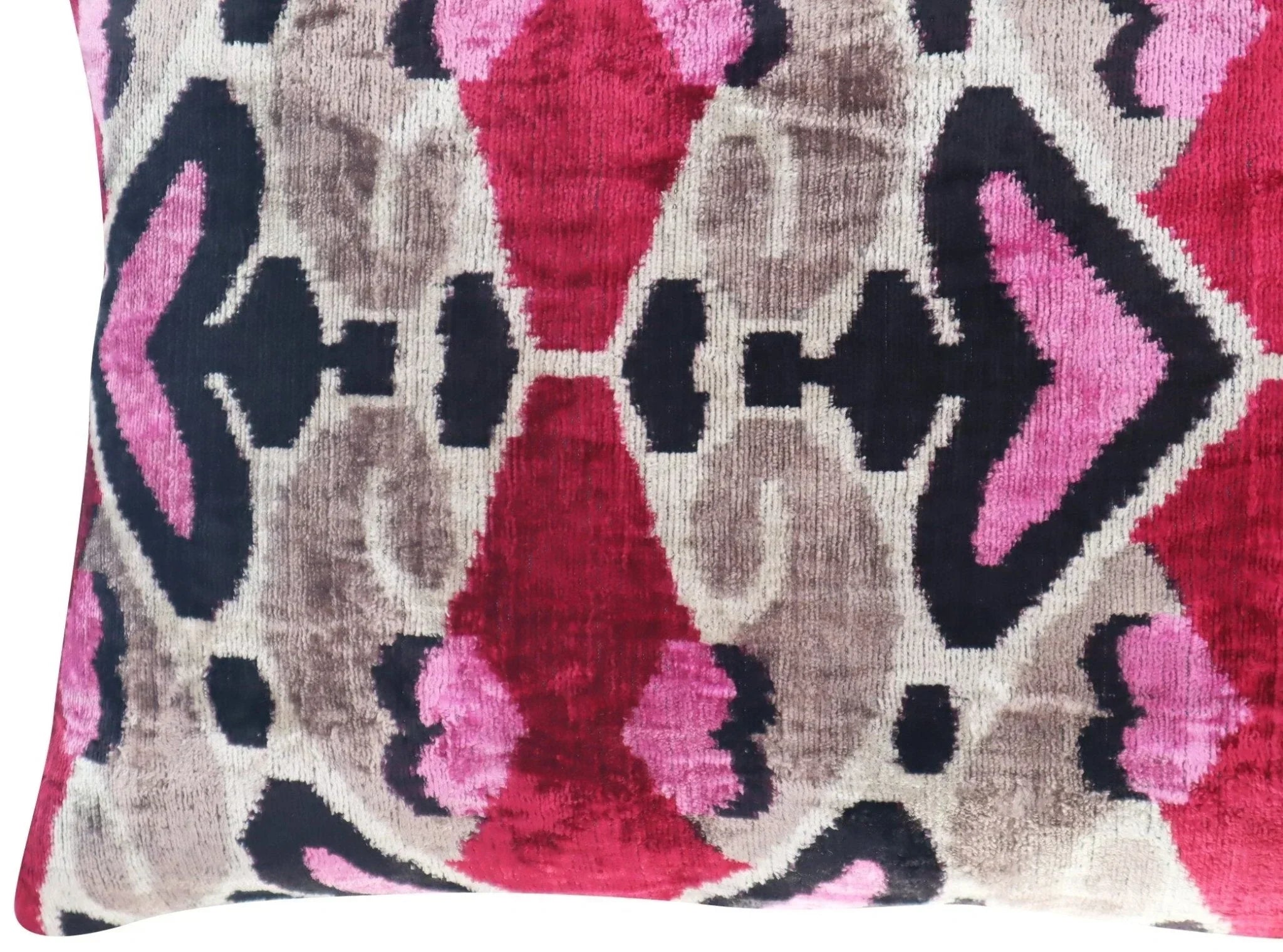 Canvello Pink Gray Handmade 16x24 Silk Velvet Pillow, Organic Veg Dyed, Down/Feather Filled Canvello