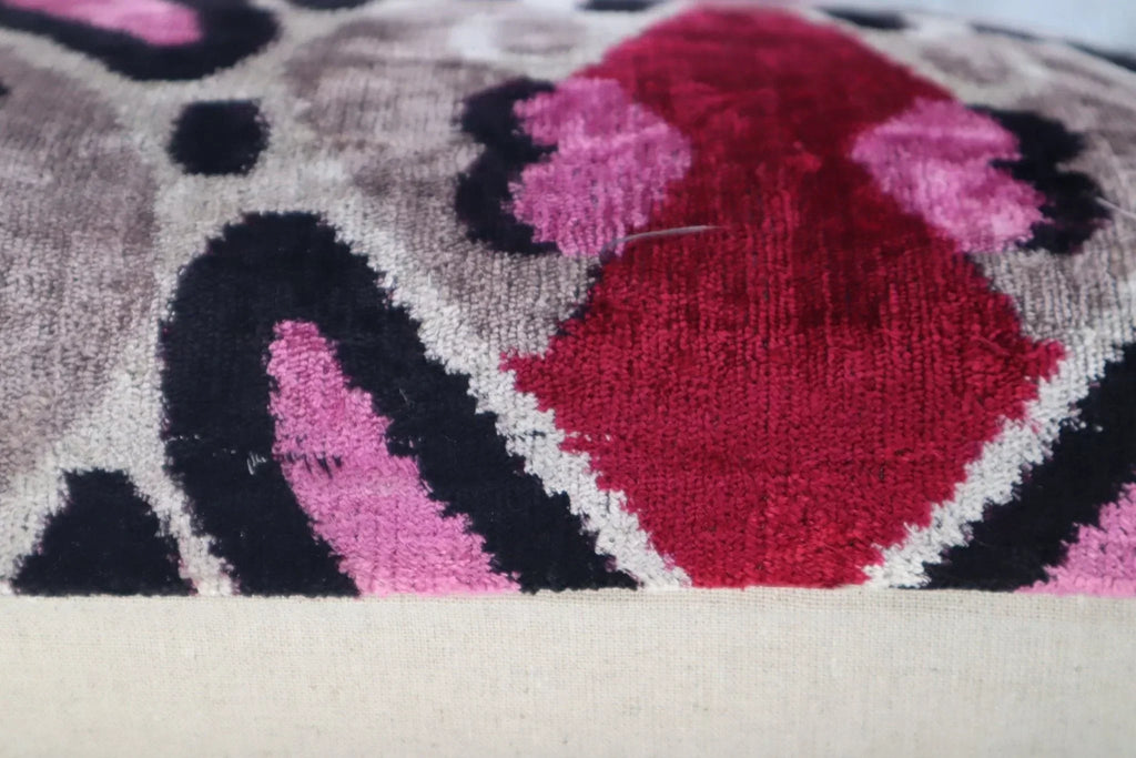 Canvello Pink Gray Handmade 16x24 Silk Velvet Pillow, Organic Veg Dyed, Down/Feather Filled Canvello