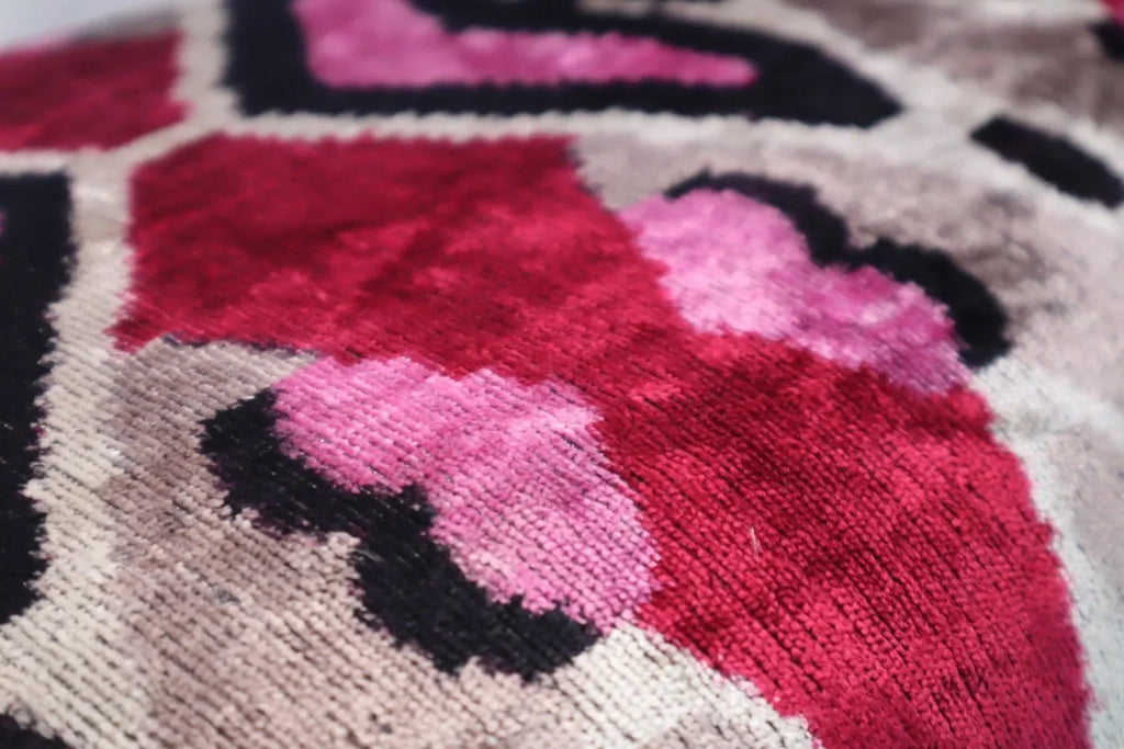 Canvello Pink Gray Handmade 16x24 Silk Velvet Pillow, Organic Veg Dyed, Down/Feather Filled Canvello