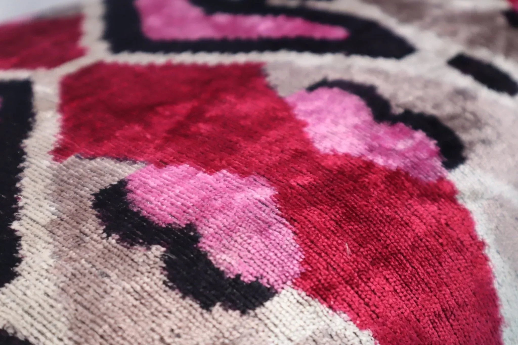 Canvello Pink Gray Handmade 16x24 Silk Velvet Pillow, Organic Veg Dyed, Down/Feather Filled Canvello