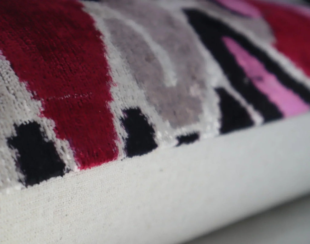 Canvello Pink Gray Handmade 16x24 Silk Velvet Pillow, Organic Veg Dyed, Down/Feather Filled Canvello