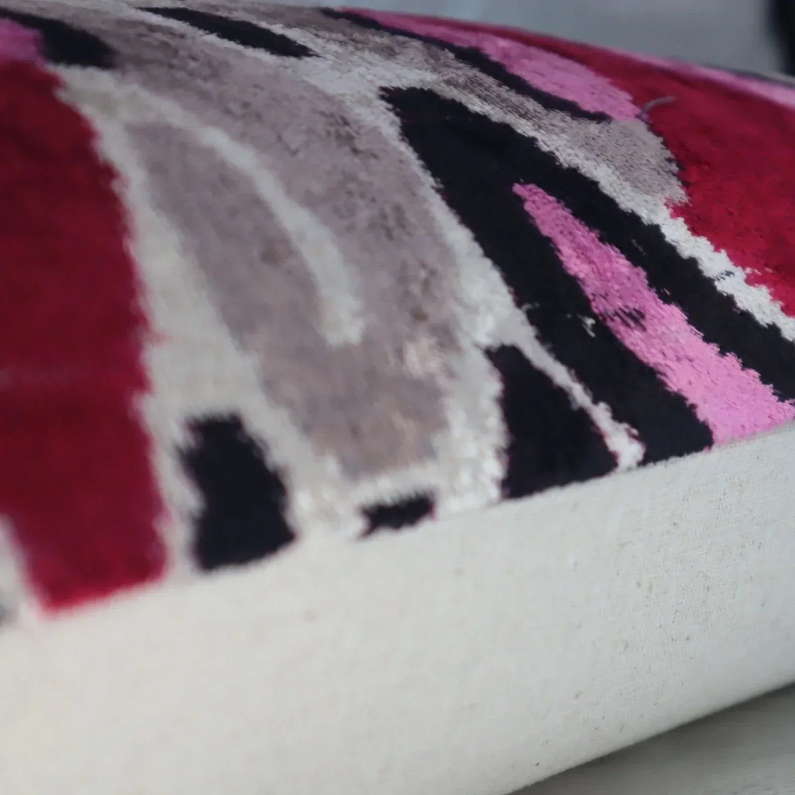 Canvello Pink Gray Handmade 16x24 Silk Velvet Pillow, Organic Veg Dyed, Down/Feather Filled Canvello