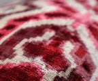 Canvello Pink Gray Handmade 16x24 Silk Velvet Pillow, Organic Veg Dyed, Down/feather Filled, angled view - House Of Avana