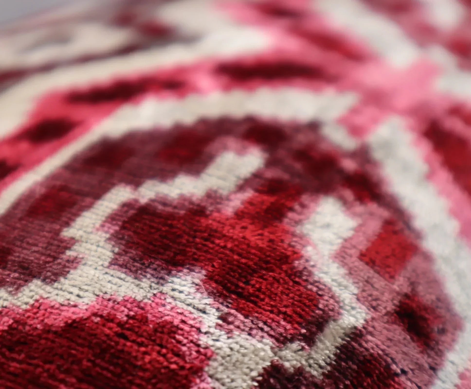 Canvello Pink Gray Handmade 16x24 Silk Velvet Pillow, Organic Veg Dyed, Down/feather Filled, angled view - House Of Avana
