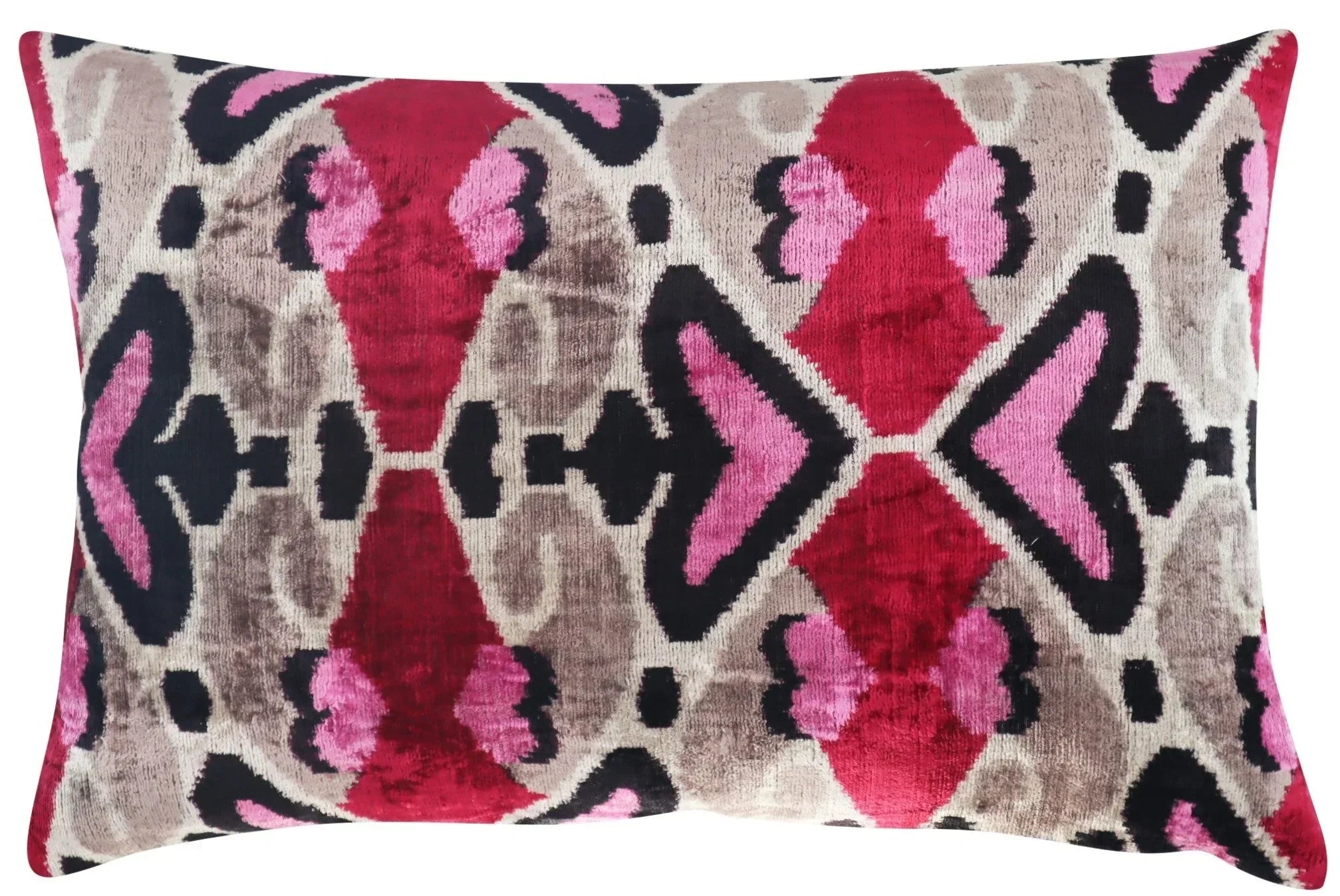 Canvello Pink Gray Handmade 16x24 Silk Velvet Pillow, Organic Veg Dyed, Down/Feather Filled Canvello