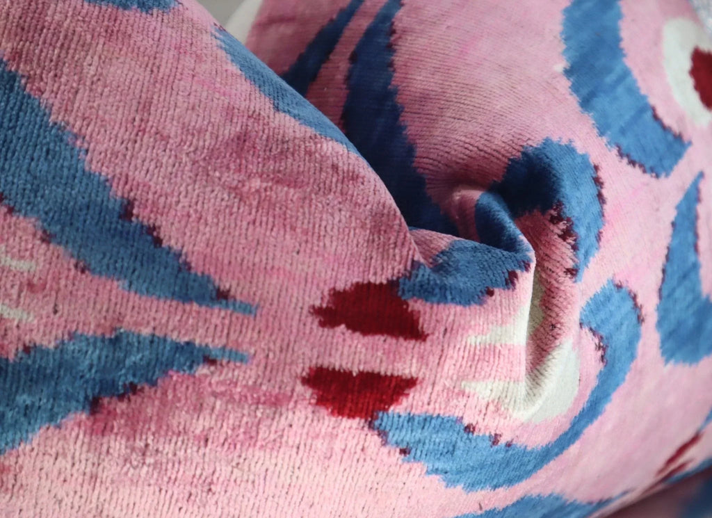 Canvello Pink Handmade 16x24 Silk Velvet Pillow, Organic Veg Dyed, Down/Feather Filled Canvello