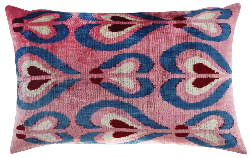 Canvello Pink Handmade 16x24 Silk Velvet Pillow, Organic Veg Dyed, Down/Feather Filled Canvello