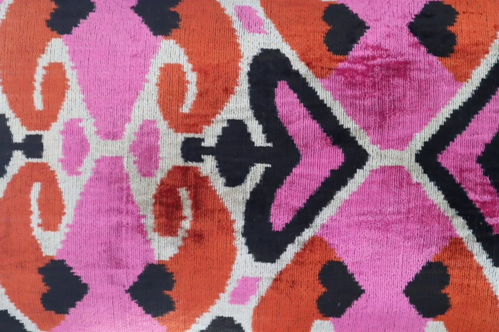 Canvello Pink Orange Handmade 16x24 Silk Velvet Pillow, Organic Veg Dyed, Down/Feather Filled Canvello