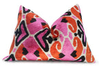 Canvello Pink Orange Handmade 16x24 Silk Velvet Pillow, Organic Veg Dyed, Down/Feather Filled Canvello
