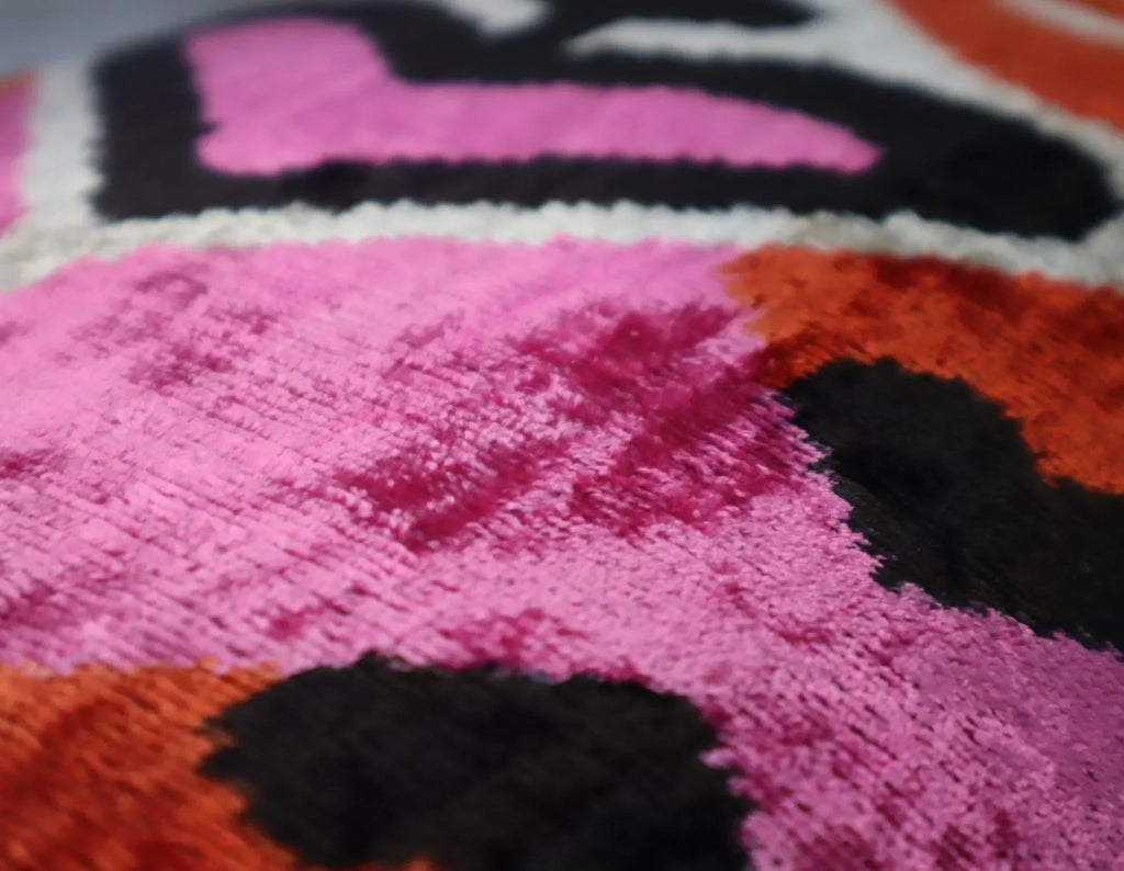 Canvello Pink Orange Handmade 16x24 Silk Velvet Pillow, Organic Veg Dyed, Down/Feather Filled Canvello