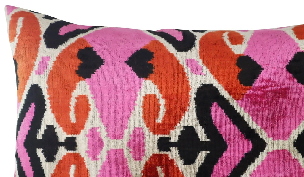 Canvello Pink Orange Handmade 16x24 Silk Velvet Pillow, Organic Veg Dyed, Down/Feather Filled Canvello
