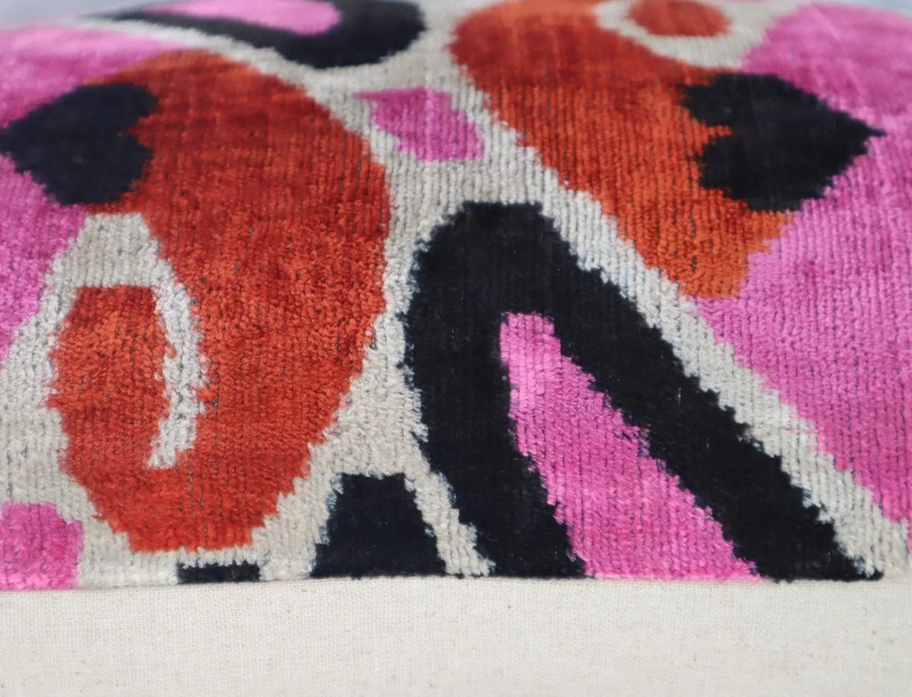 Canvello Pink Orange Handmade 16x24 Silk Velvet Pillow, Organic Veg Dyed, Down/Feather Filled Canvello