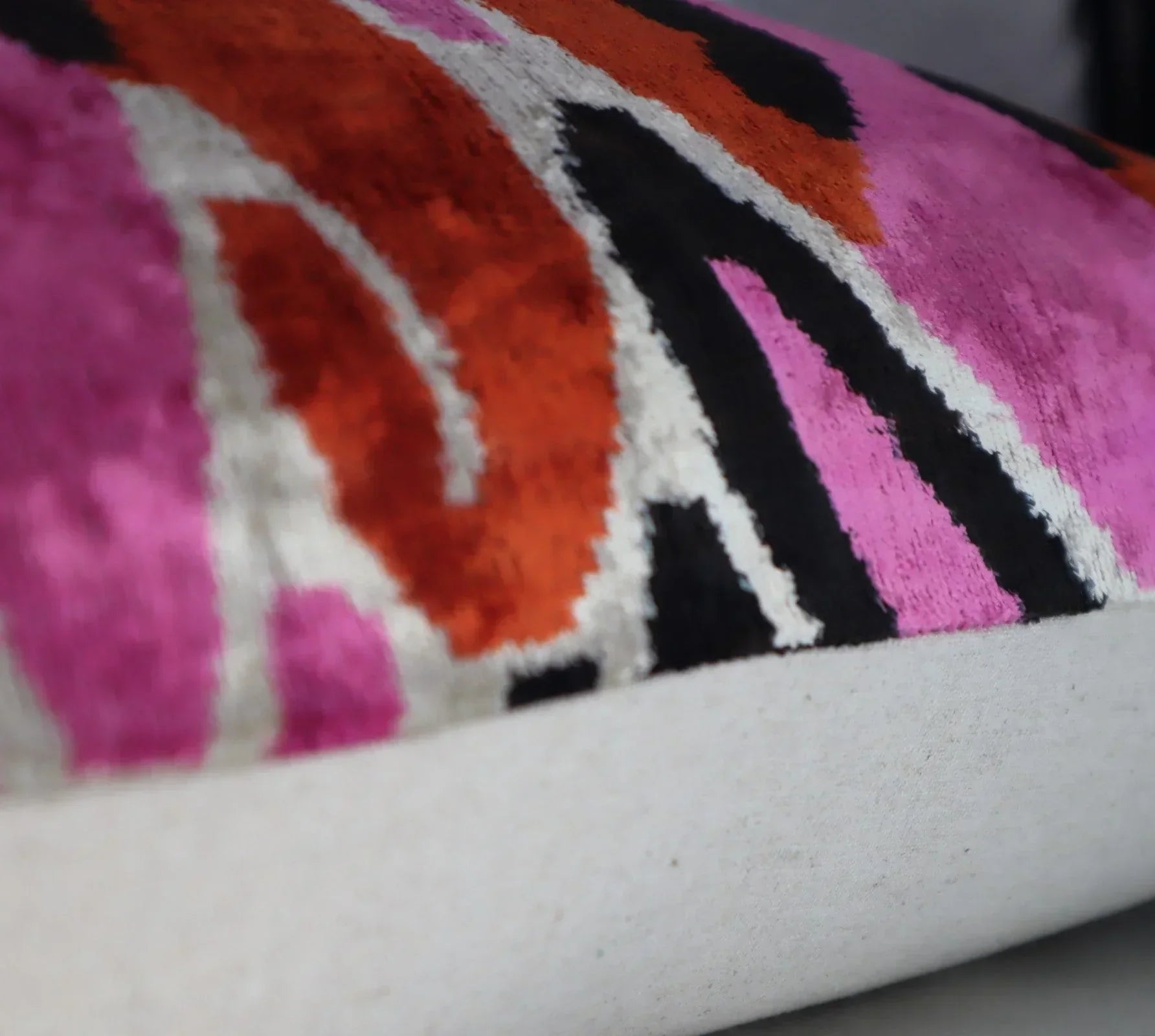 Canvello Pink Orange Handmade 16x24 Silk Velvet Pillow, Organic Veg Dyed, Down/Feather Filled Canvello