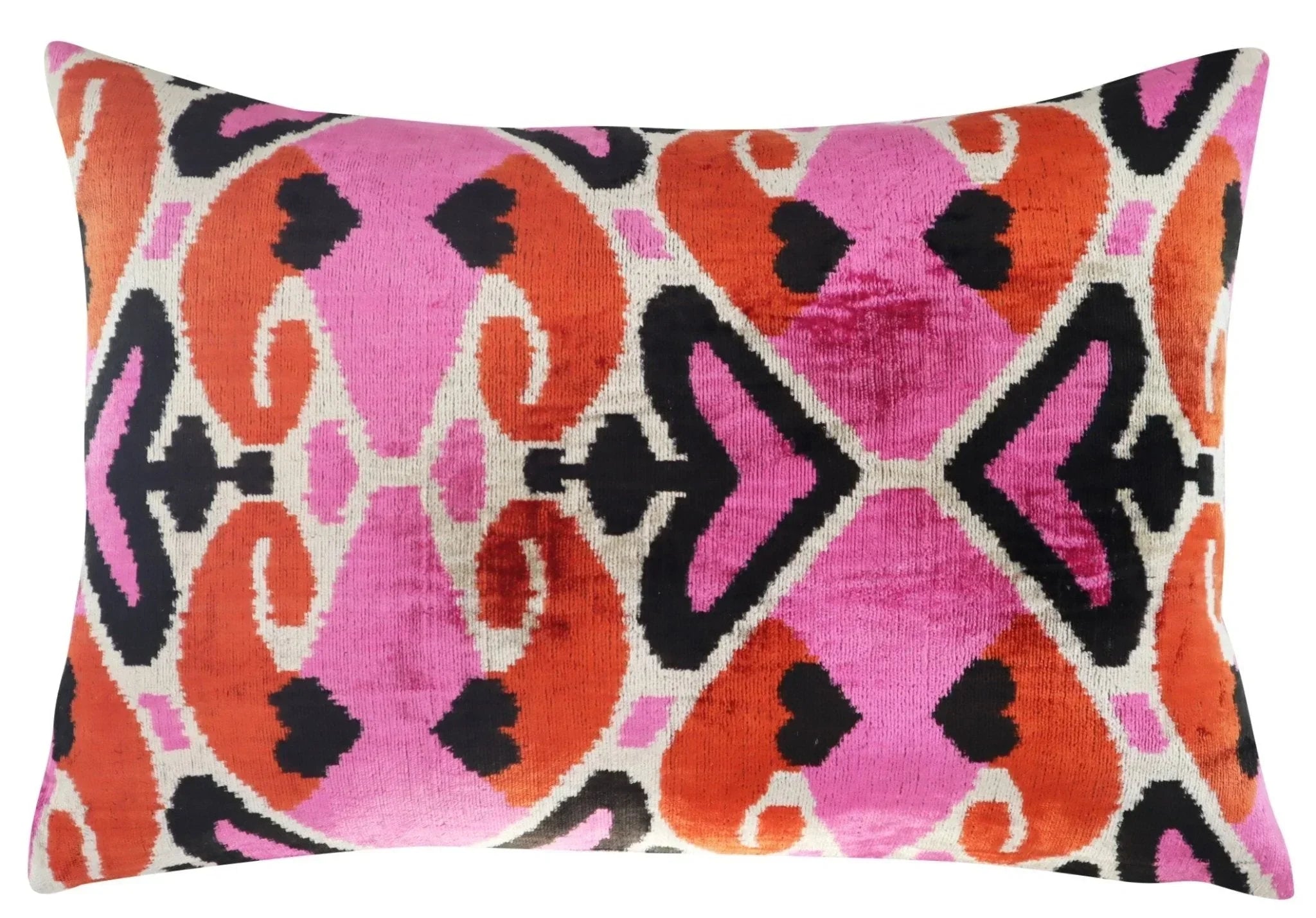 Canvello Pink Orange Handmade 16x24 Silk Velvet Pillow, Organic Veg Dyed, Down/Feather Filled Canvello