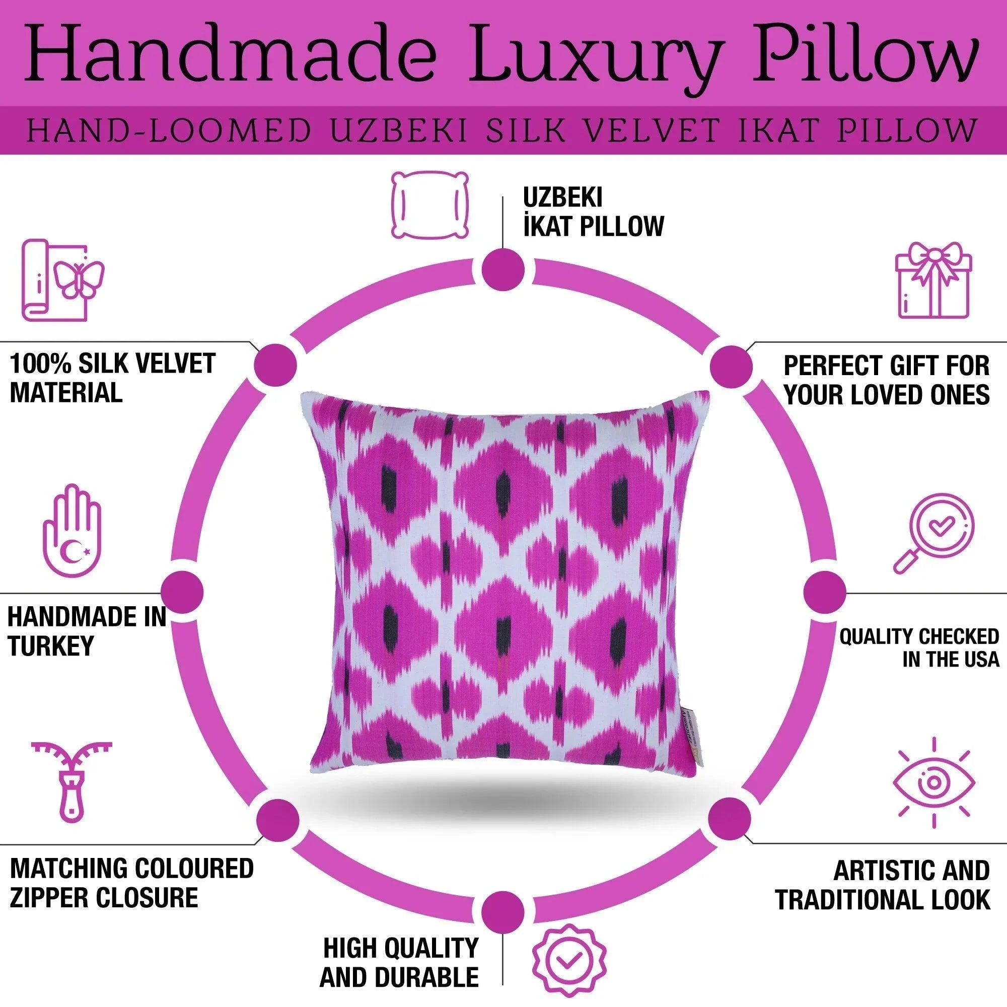 Canvello Pure Silk Dark Pink Throw Pillows - 16x16 inch Canvello