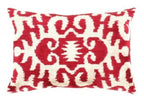 Canvello Red White Designer Ikat Velvet Throw Pillow - 16" X 24" Canvello