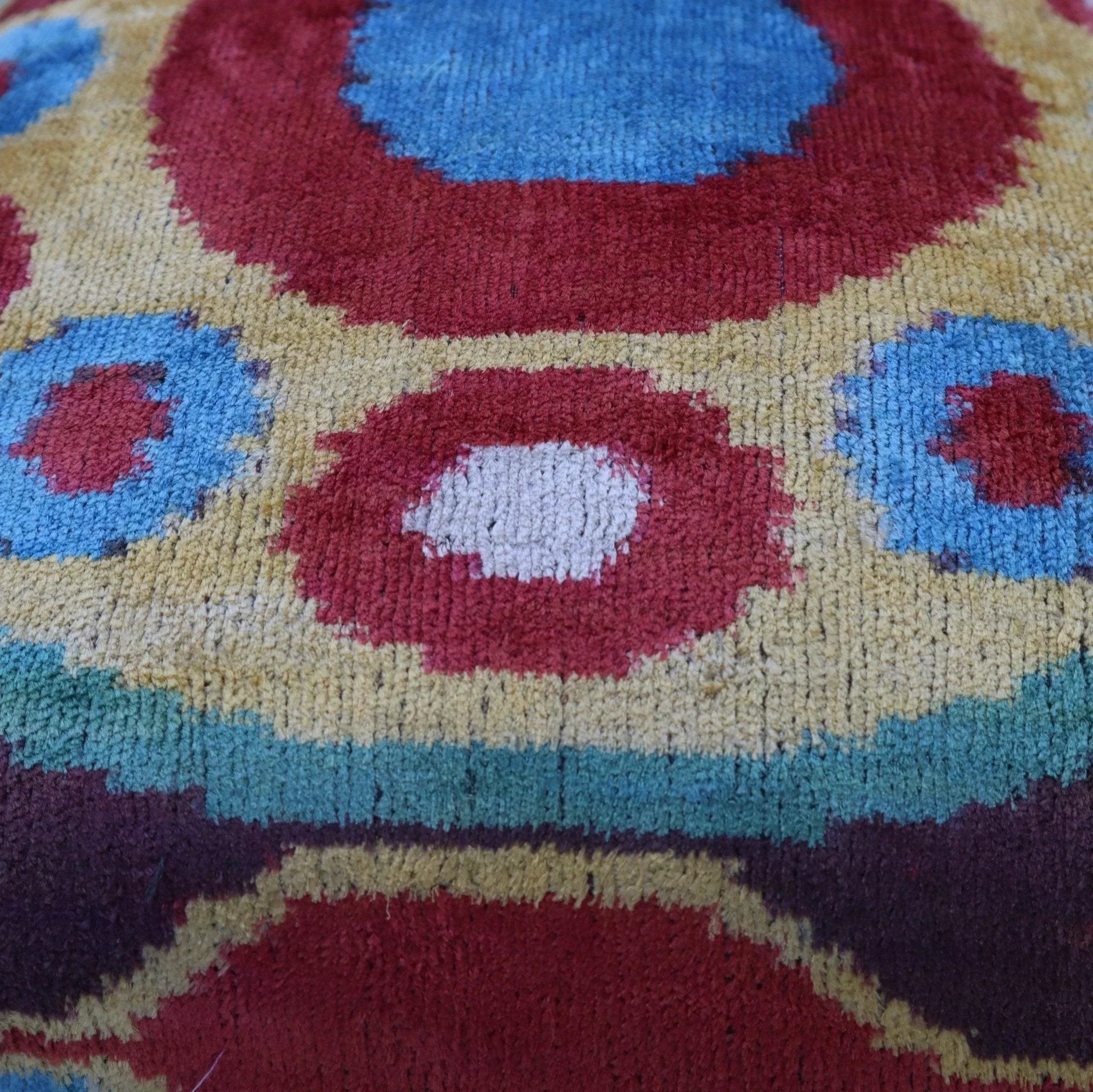 Canvello Silk Velvet Gold Blue Red Pillows - 16x16 in Canvello
