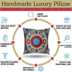 Canvello Silk Velvet Gold Blue Red Pillows - 16x16 in Canvello