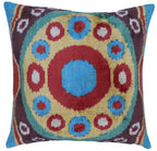 Canvello Silk Velvet Gold Blue Red Pillows - 16x16 in Canvello