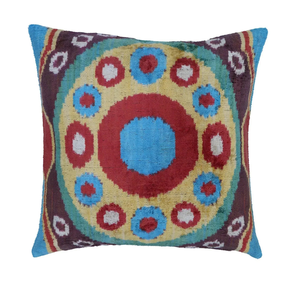 Canvello Silk Velvet Gold Blue Red Pillows - 16x16 in Canvello
