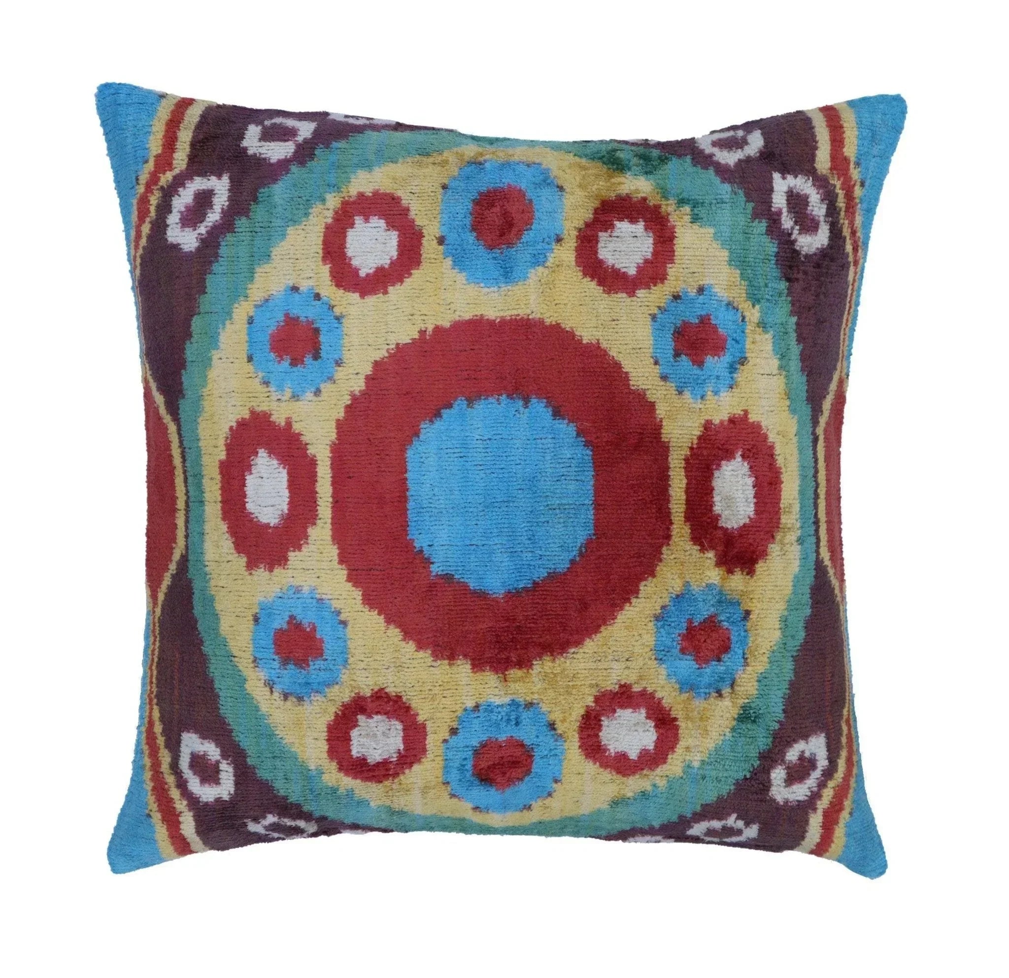 Canvello Silk Velvet Gold Blue Red Pillows - 16x16 in Canvello