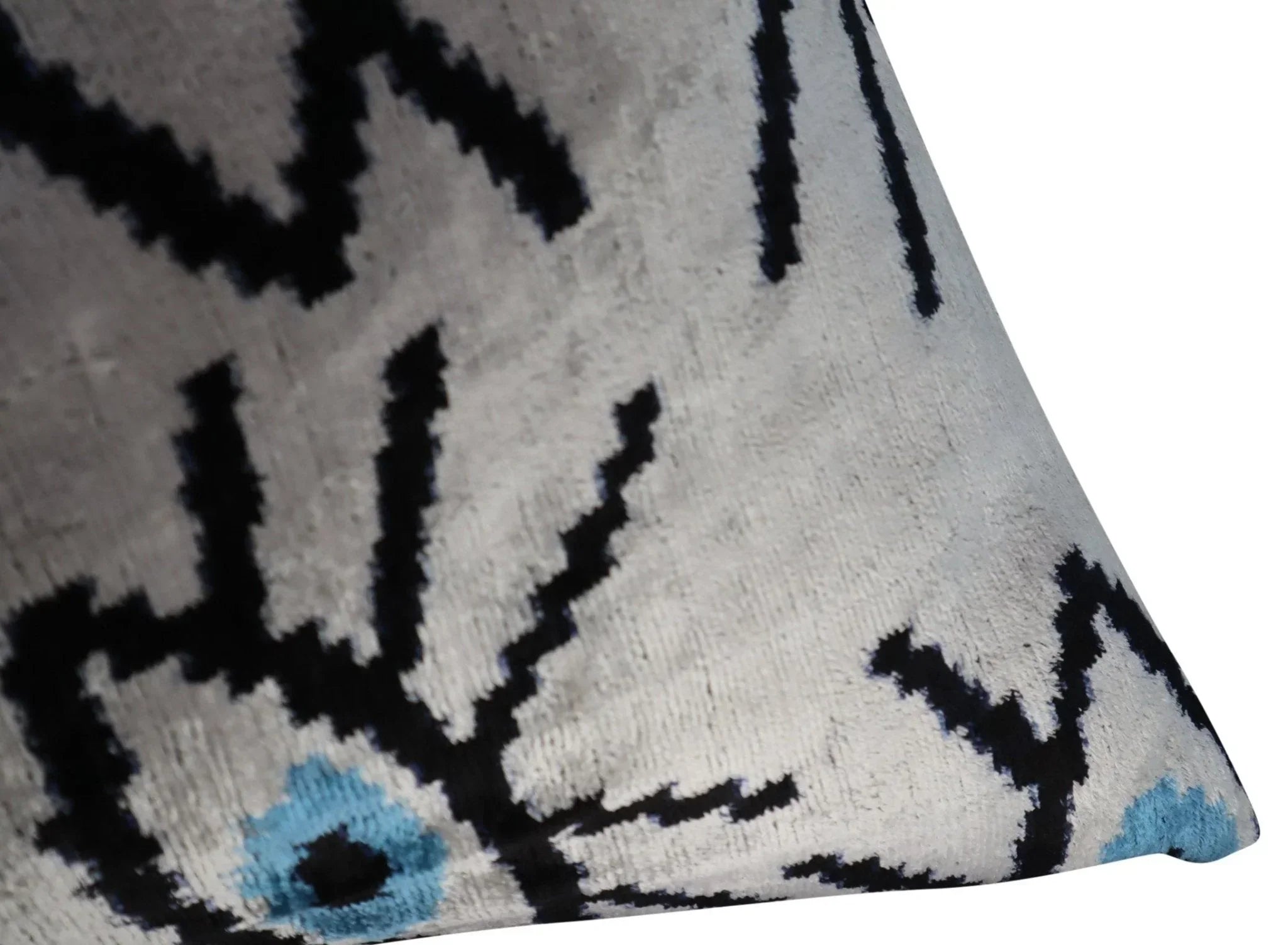 Canvello Silver Black Blue Vegetable Dyed Handmade Turkish Silk Velvet Pillow - A Work of Art Canvello