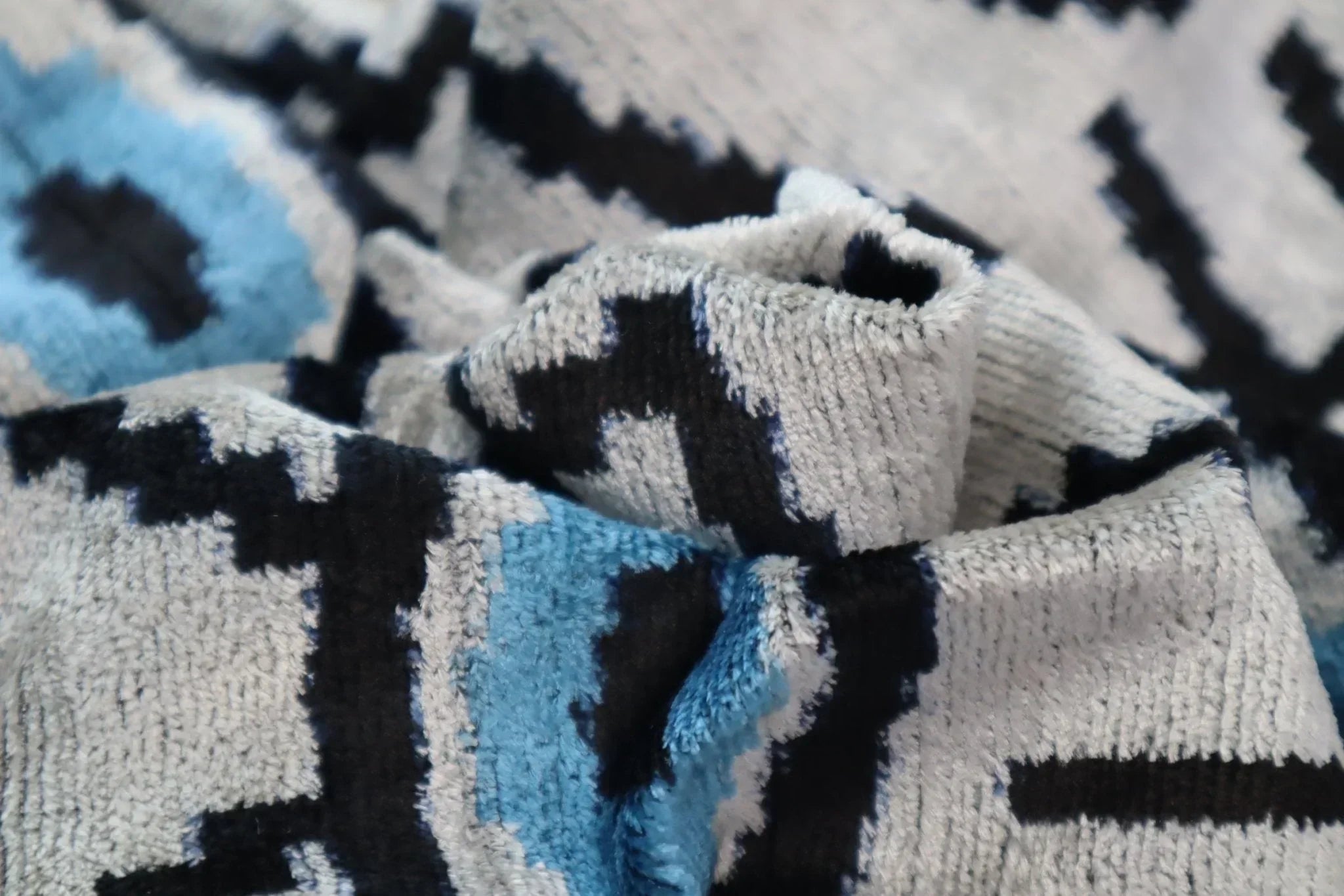 Canvello Silver Black Blue Vegetable Dyed Handmade Turkish Silk Velvet Pillow - A Work of Art Canvello
