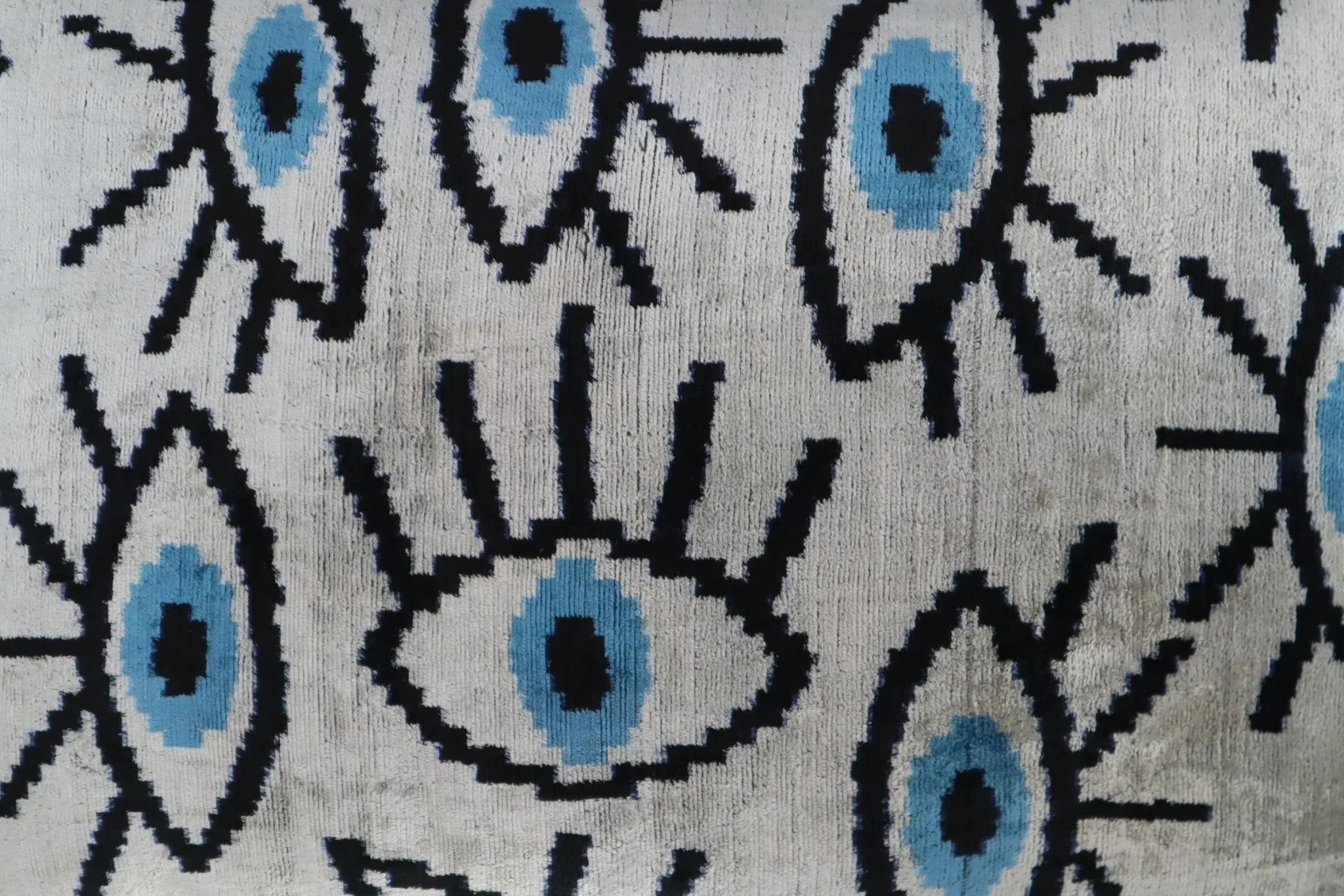 Canvello Silver Black Blue Vegetable Dyed Handmade Turkish Silk Velvet Pillow - A Work of Art Canvello