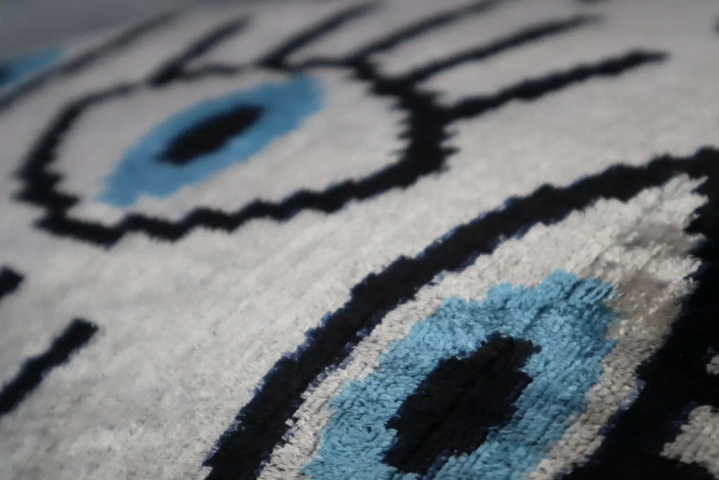 Canvello Silver Black Blue Vegetable Dyed Handmade Turkish Silk Velvet Pillow - A Work of Art Canvello