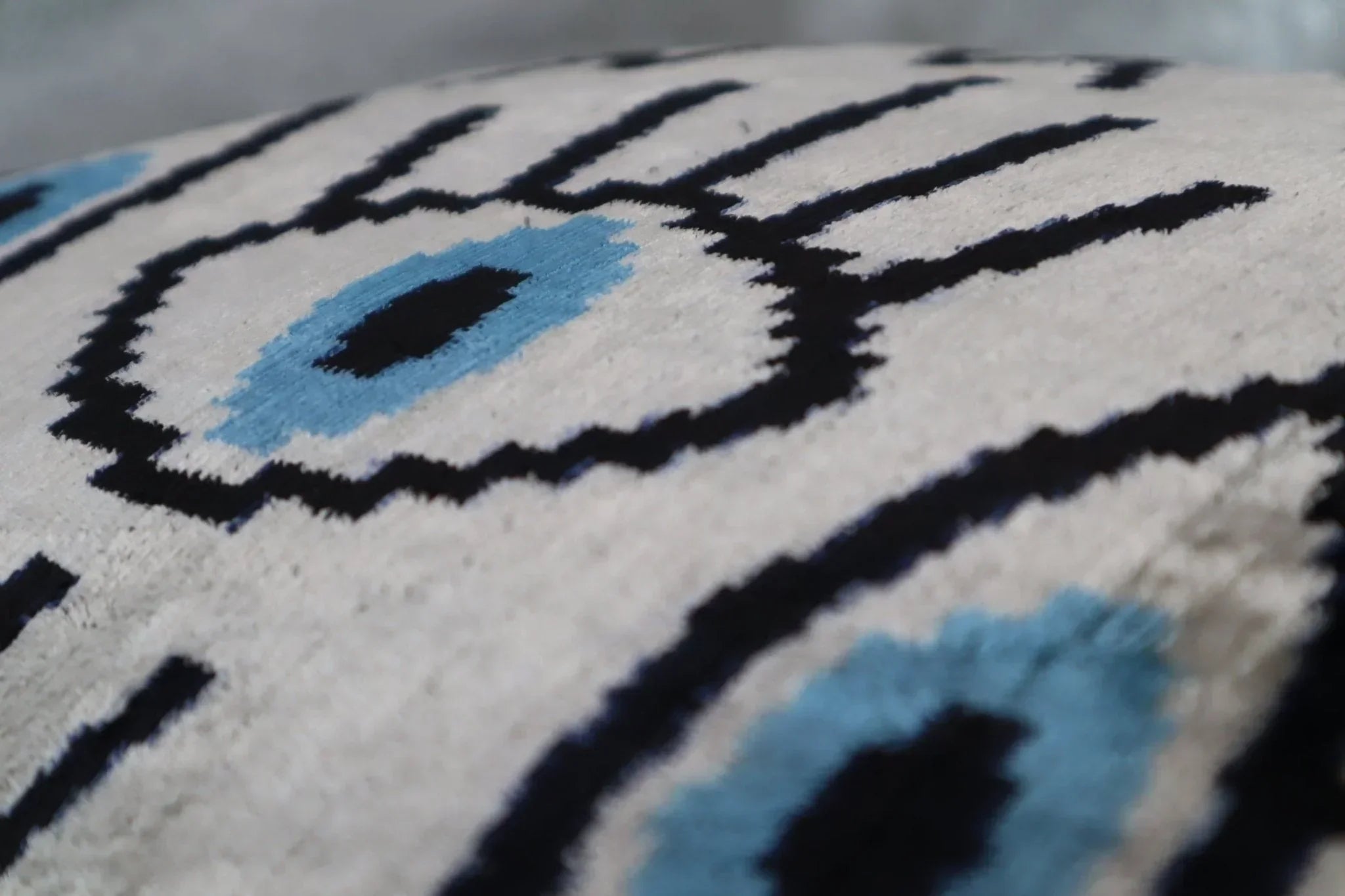 Canvello Silver Black Blue Vegetable Dyed Handmade Turkish Silk Velvet Pillow - A Work of Art Canvello